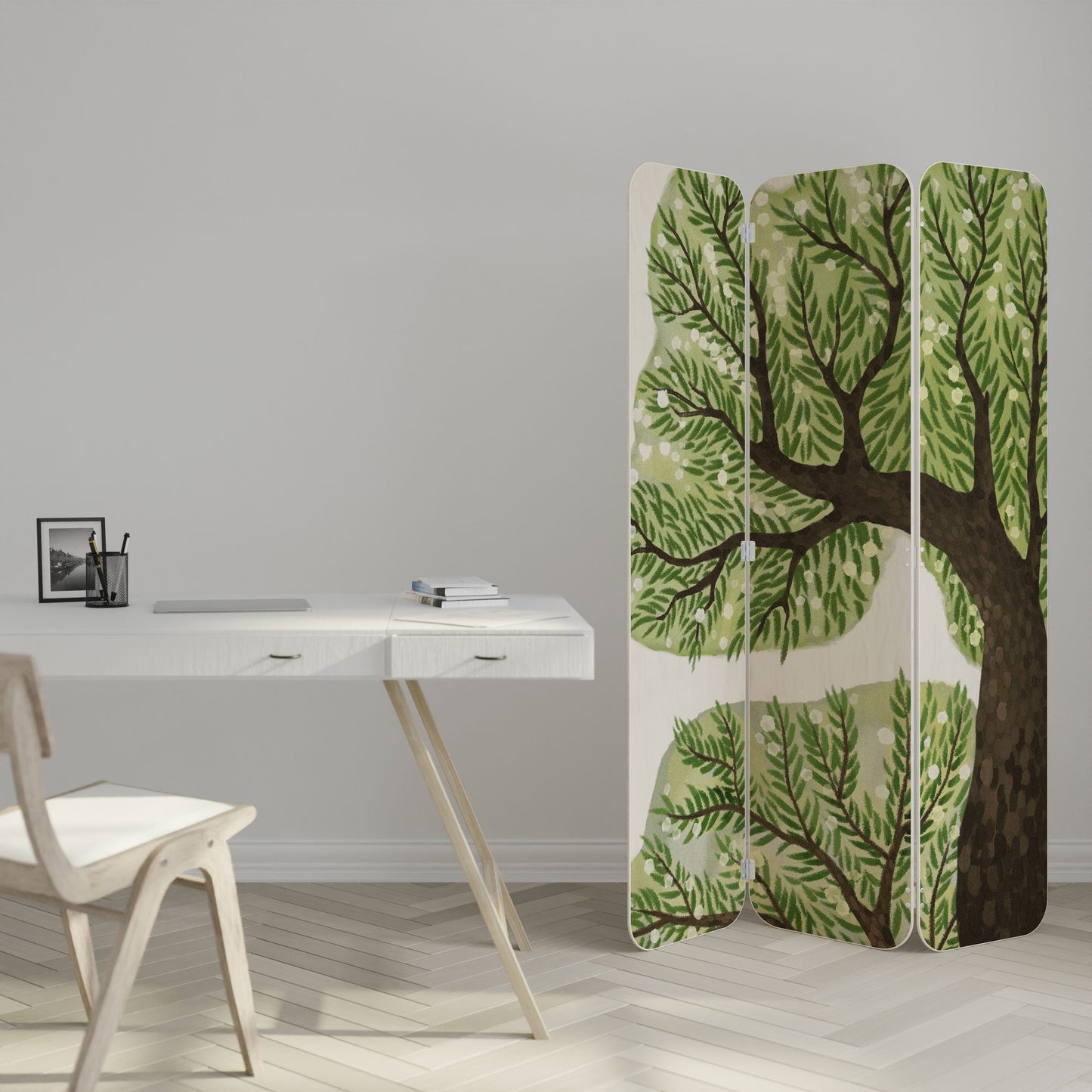 WILDERNESS DASH 3-Panel Plywood Room Divider