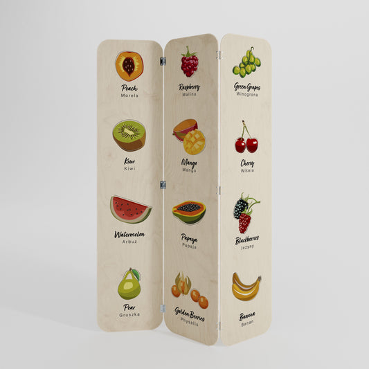 FRUIT LESSON 3-Panel Plywood Room Divider