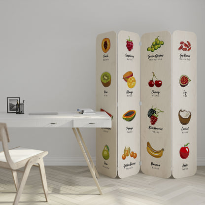 FRUIT LESSON 4-Panel Plywood Room Divider