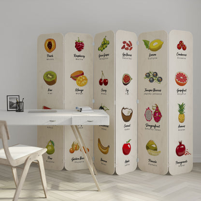 FRUIT LESSON 6-Panel Plywood Room Divider