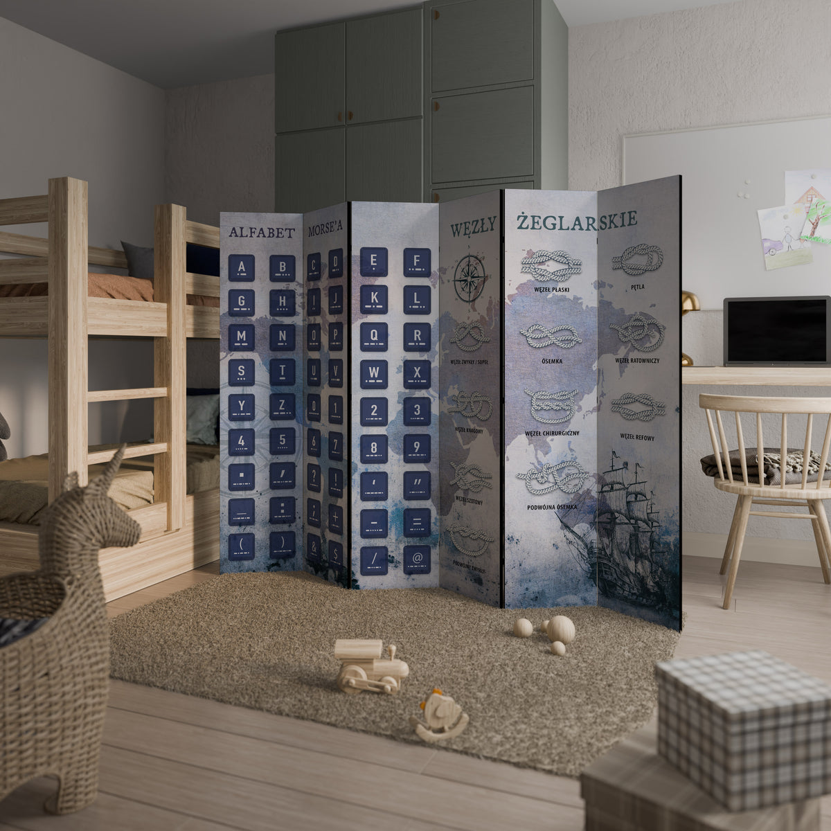 MORSE CODE 6-Panel Room Divider