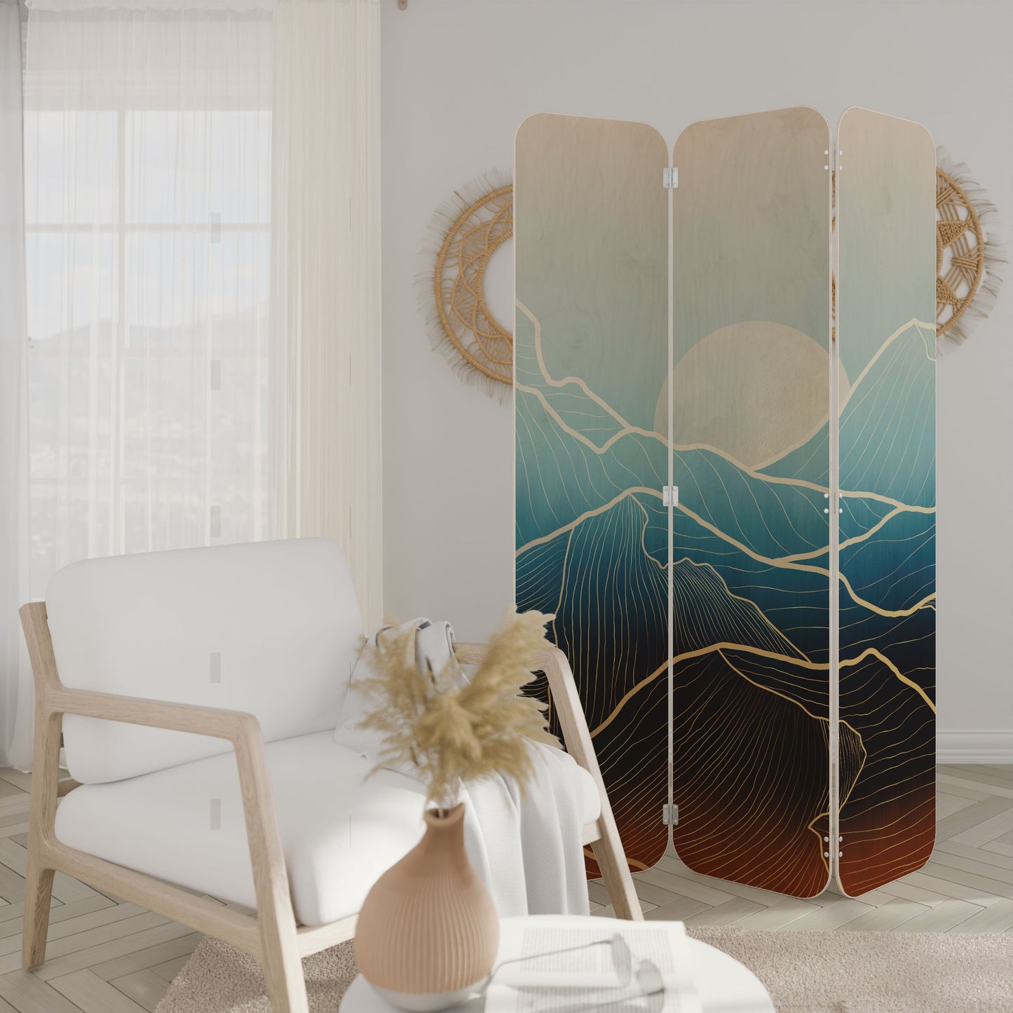 LUNAR SECRETS 3-Panel Plywood Room Divider