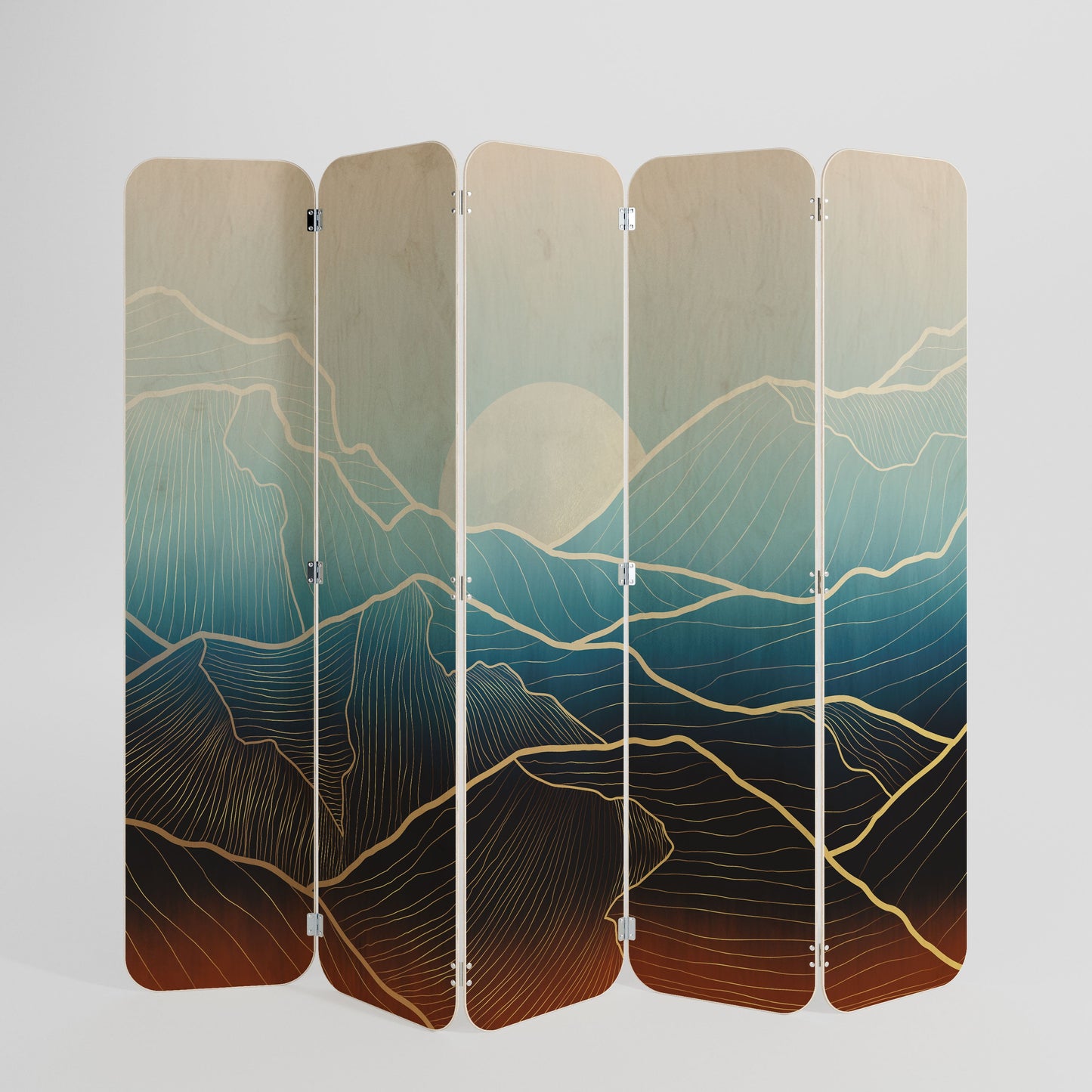 LUNAR SECRETS 5-Panel Plywood Room Divider