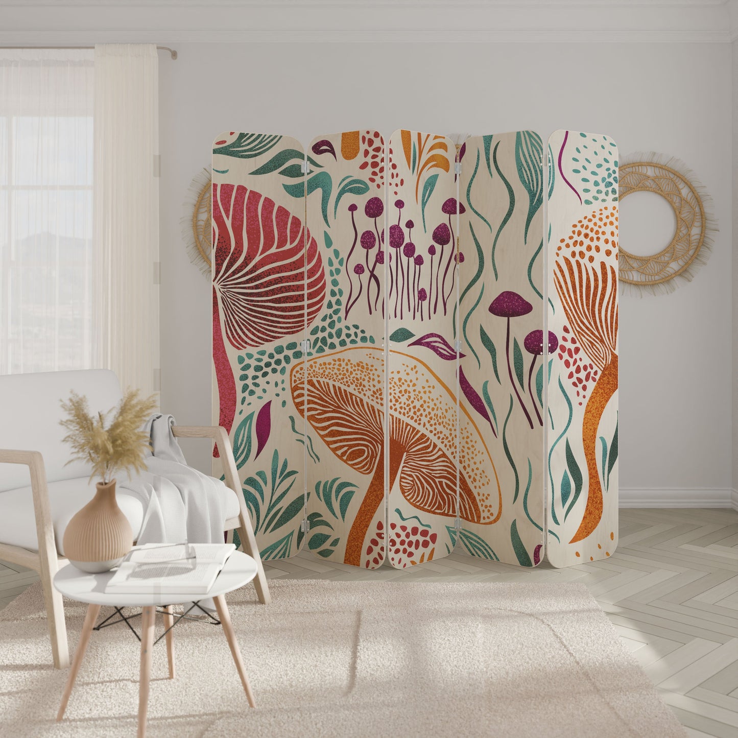 FUNGUS FANTASY 5-Panel Plywood Room Divider