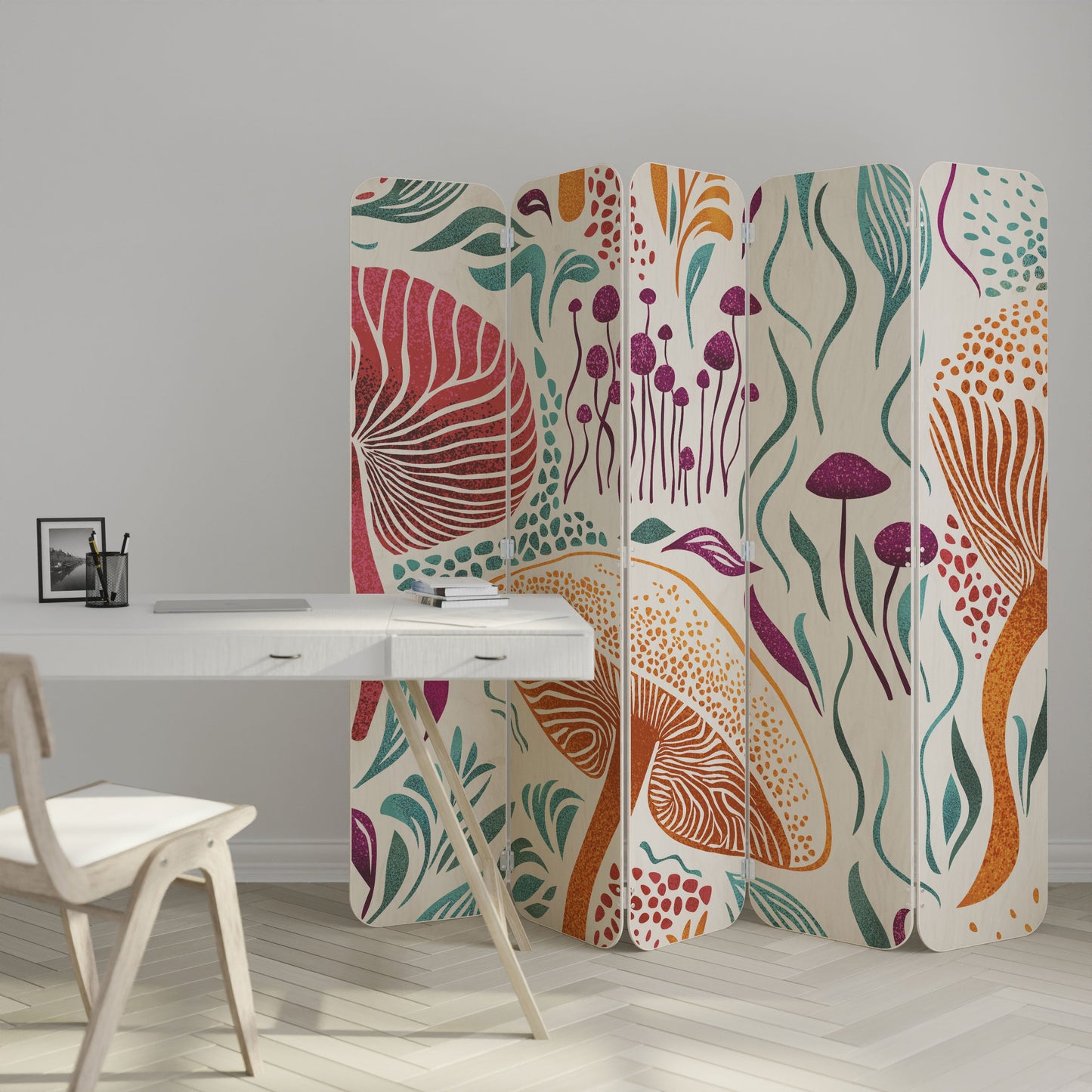 FUNGUS FANTASY 5-Panel Plywood Room Divider