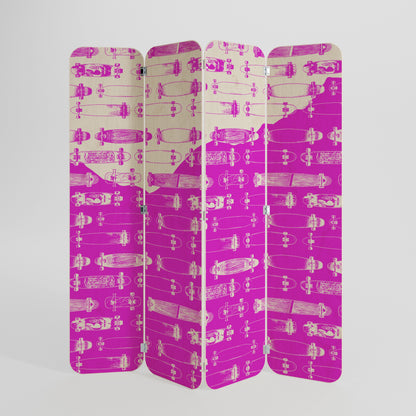 SKATEBOARD MAGENTA 4-Panel Plywood Room Divider