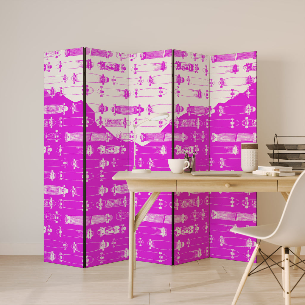 SKATEBOARD MAGENTA Biombo de 5 paneles