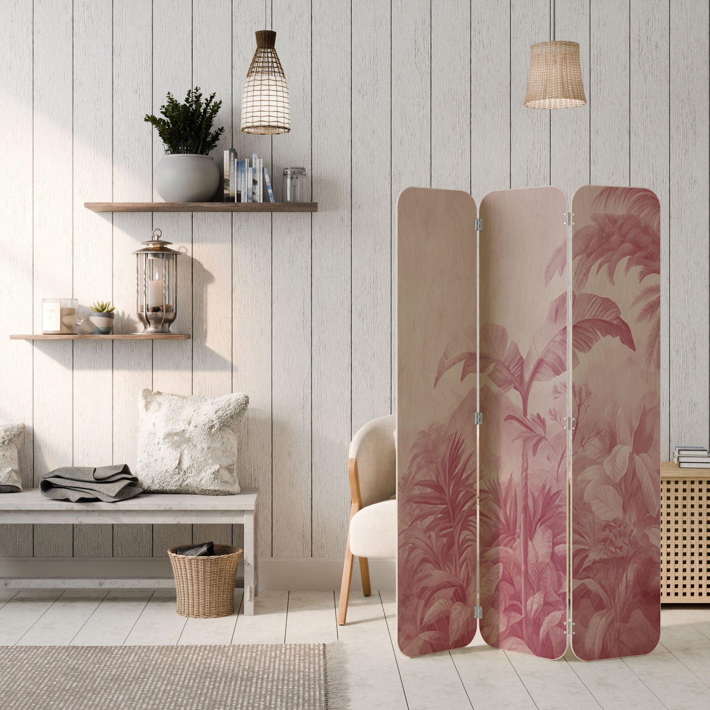 SWEET TROPICS 3-Panel Plywood Room Divider