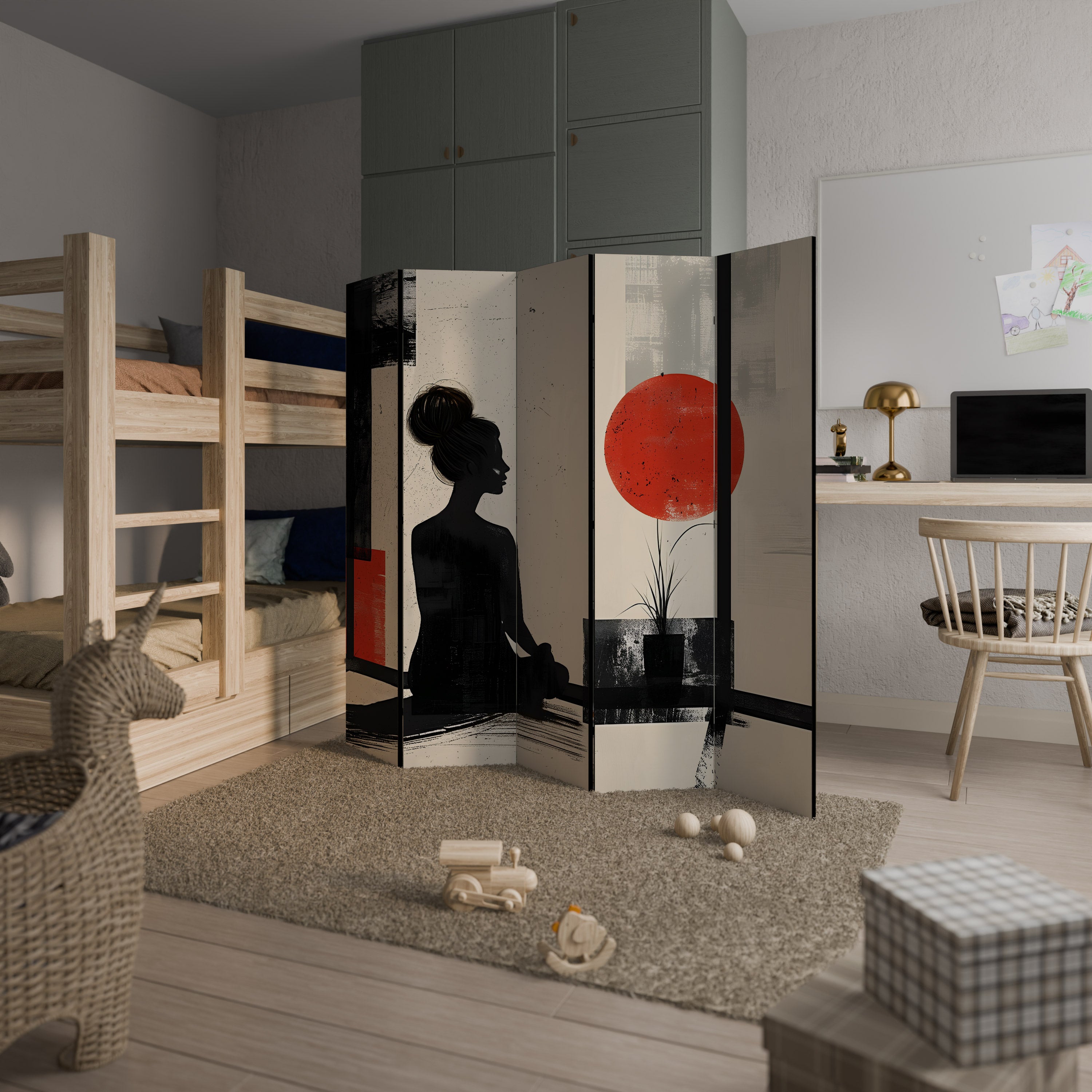 RED SUNSATION 5-Panel Room Divider