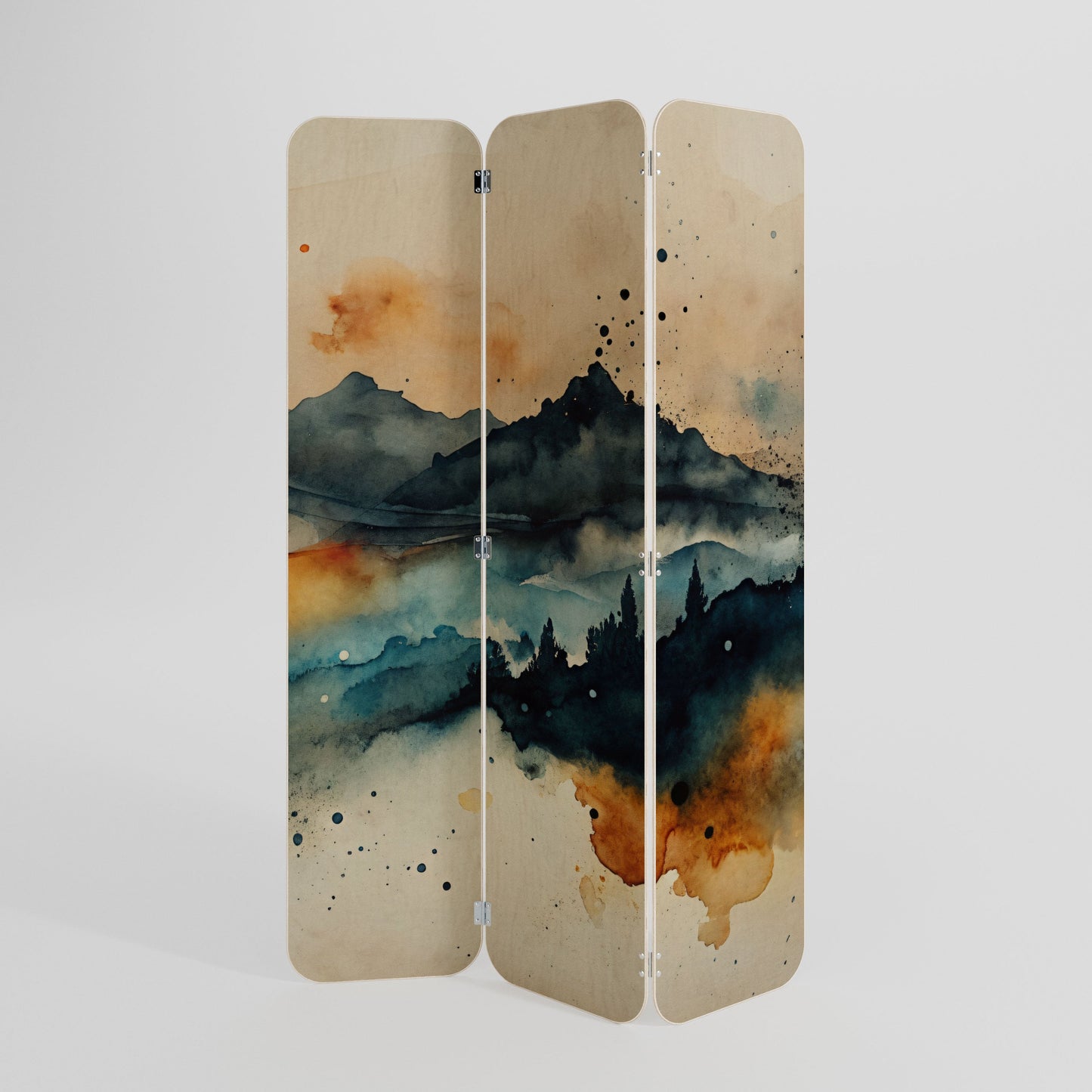 OMINOUS MOUNTAINS 3-Panel Plywood Room Divider