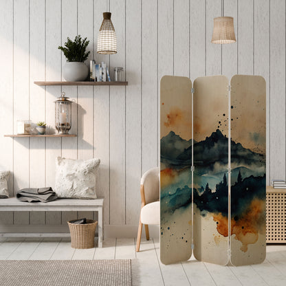 OMINOUS MOUNTAINS 3-Panel Plywood Room Divider