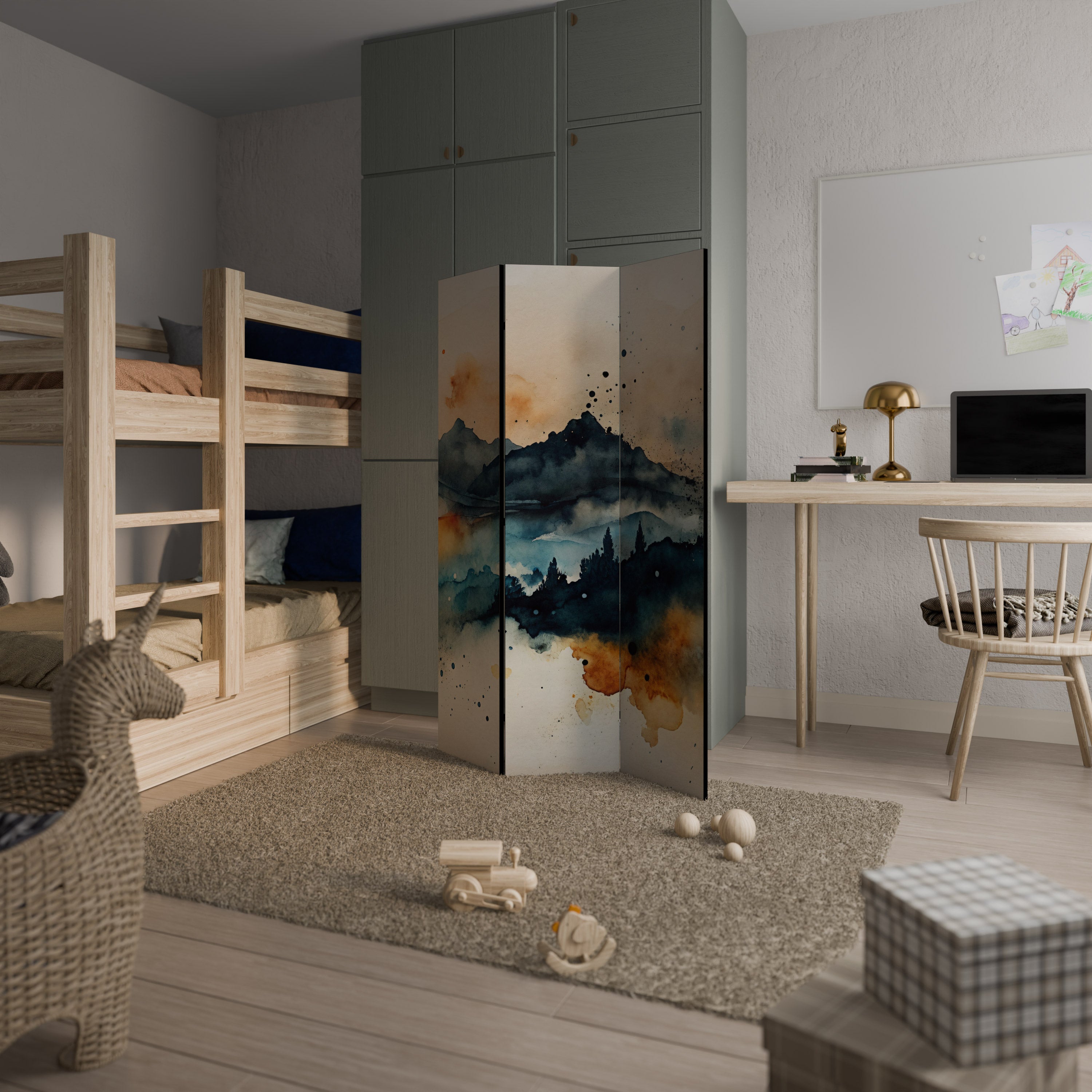 OMINOUS MOUNTAINS 3-Panel Room Divider