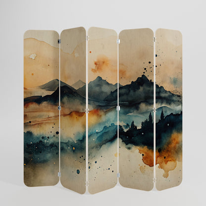 OMINOUS MOUNTAINS 5-Panel Plywood Room Divider