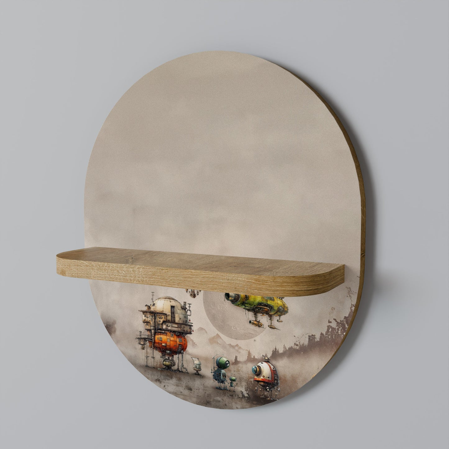 MACHINARIUM MACHINES Oval Art Shelf In Oak Effect