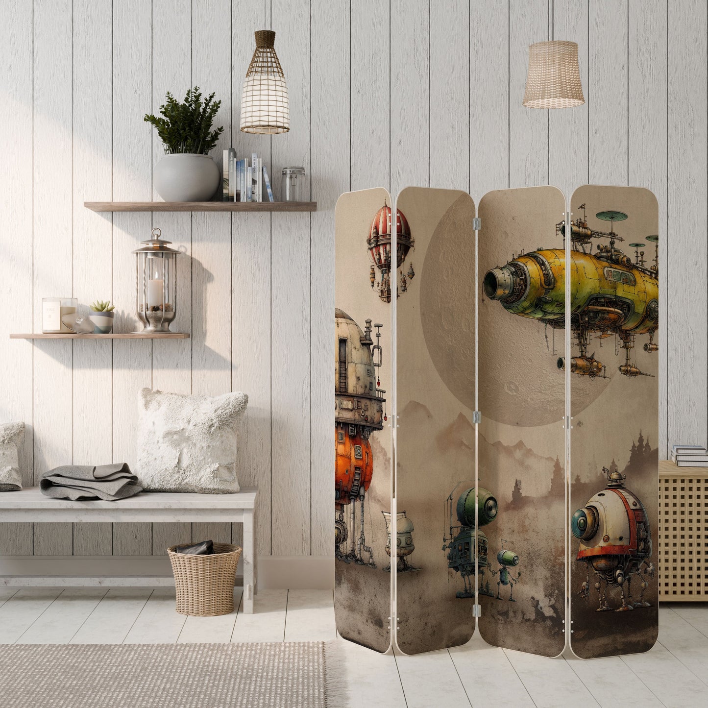 MACHINARIUM MACHINES 4-Panel Plywood Room Divider