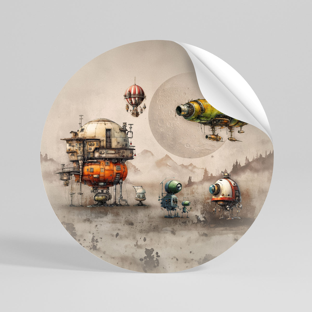 MACHINARIUM MACHINES Runder Wandsticker zum Abziehen und Aufkleben