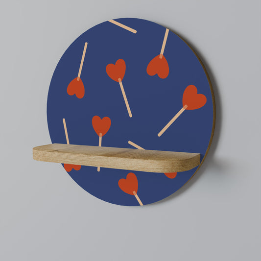 SWEET LOVE Round Art Shelf In Oak Effect