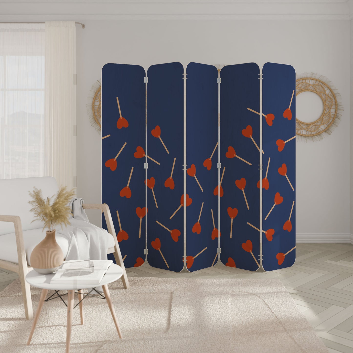 SWEET LOVE 5-Panel Plywood Room Divider