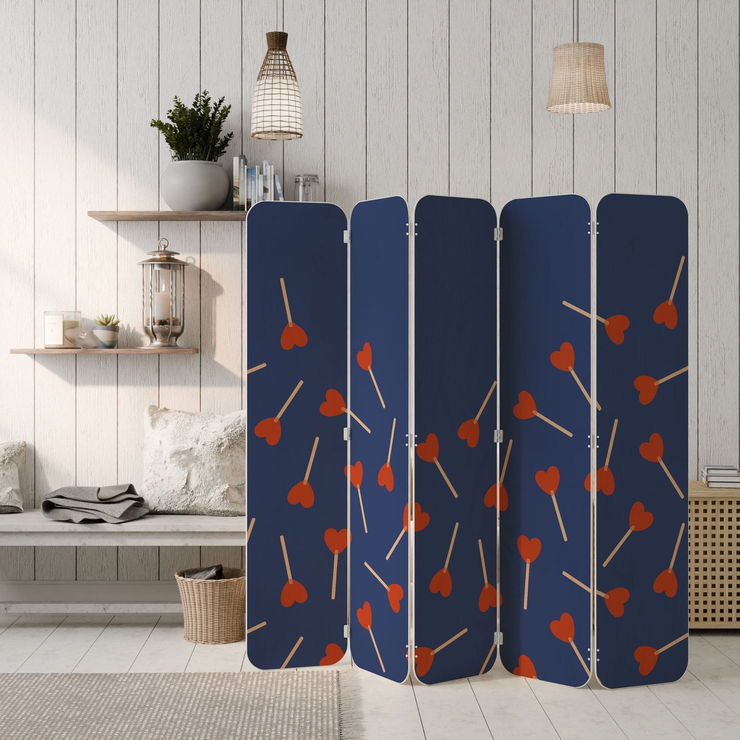 SWEET LOVE 5-Panel Plywood Room Divider