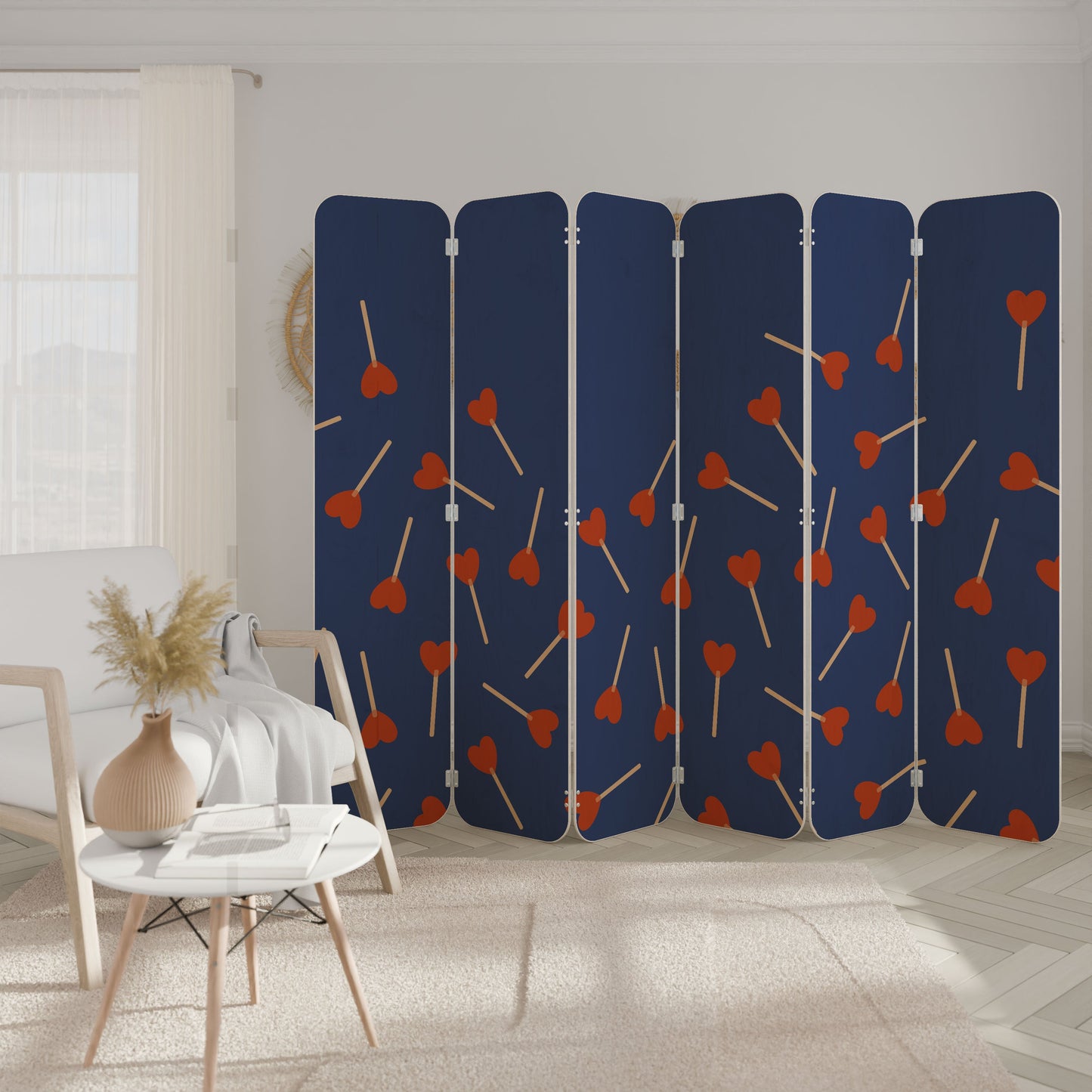 SWEET LOVE 6-Panel Plywood Room Divider