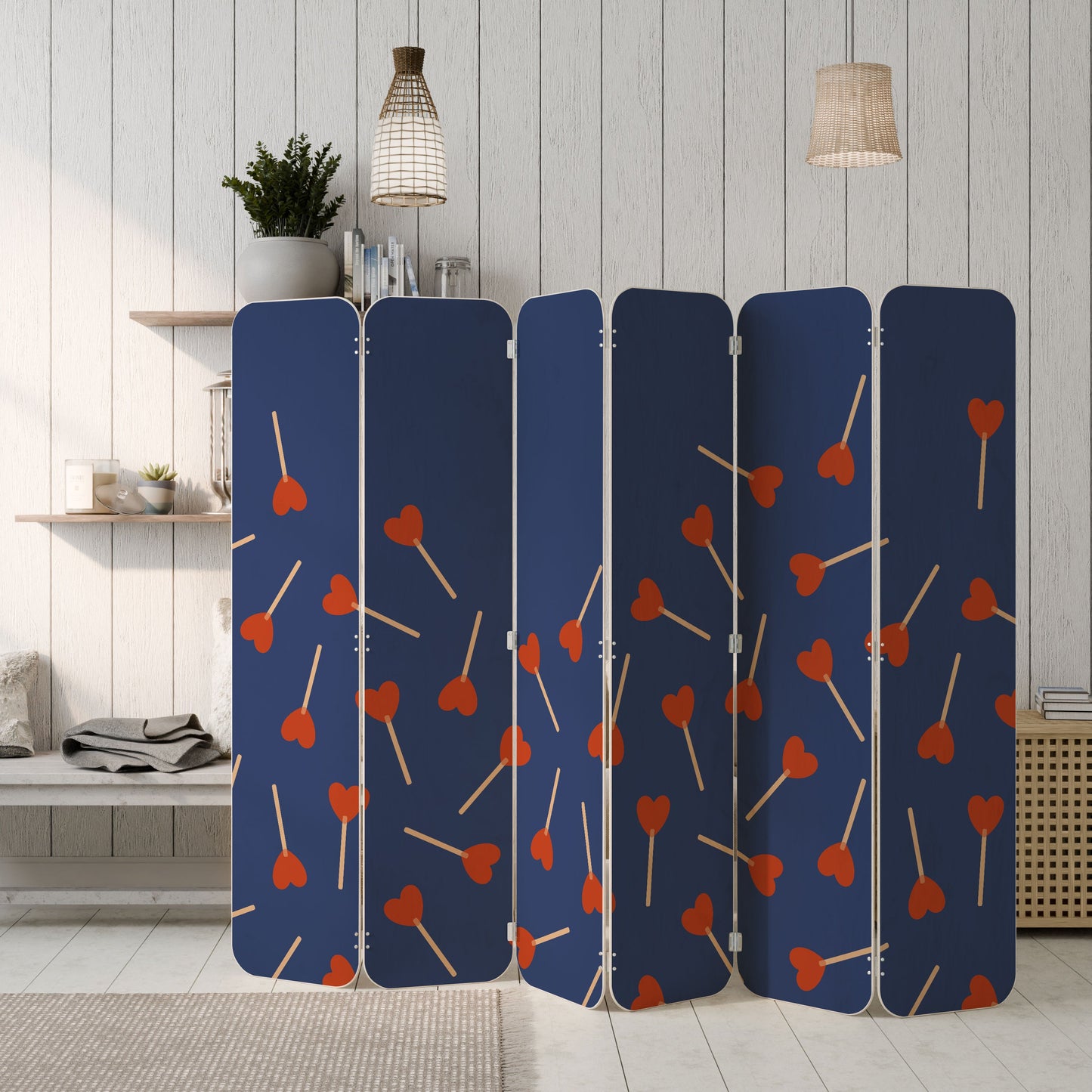 SWEET LOVE 6-Panel Plywood Room Divider