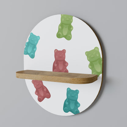 GUMMY BEARS Oval Art Shelf In Oak Effect