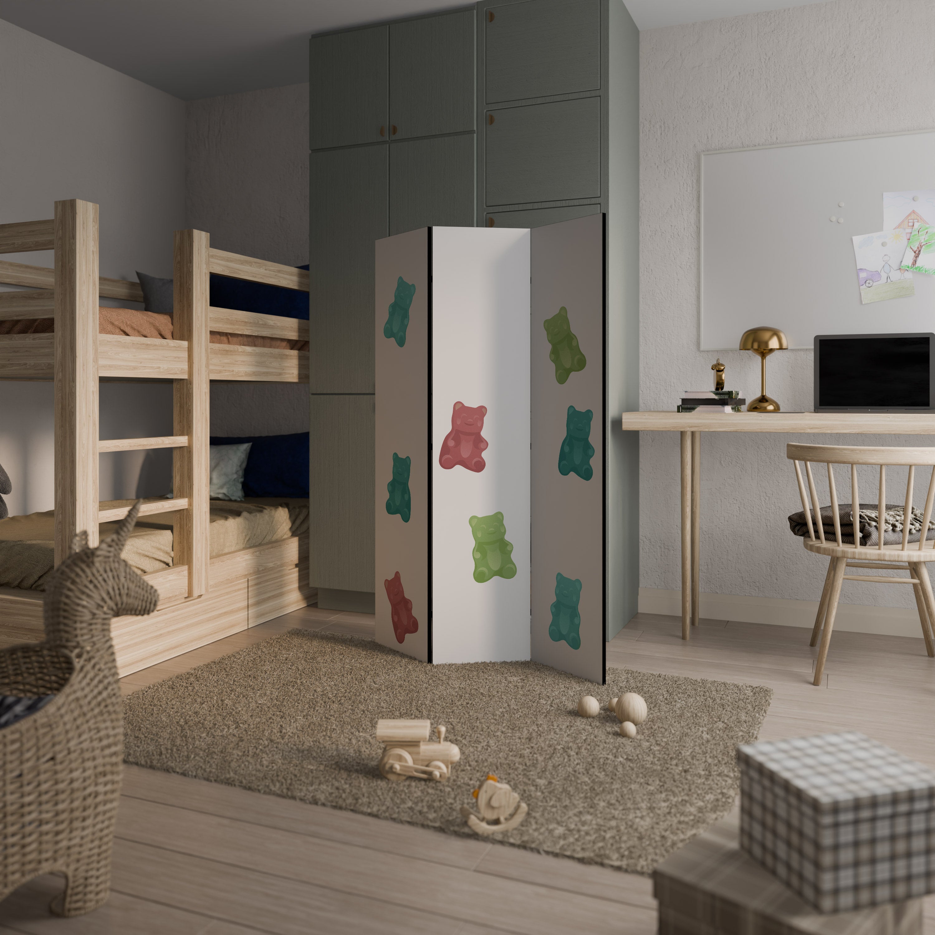 GUMMY BEARS 3-Panel Room Divider