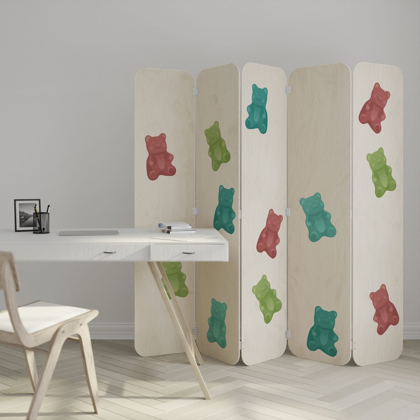 GUMMY BEARS 5-Panel Plywood Room Divider