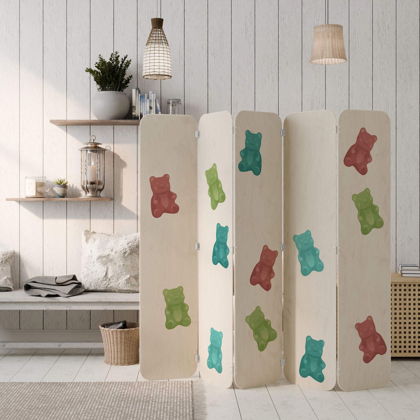 GUMMY BEARS 5-Panel Plywood Room Divider