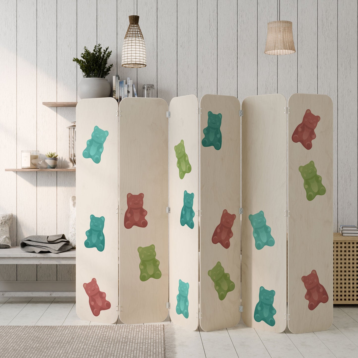 GUMMY BEARS 6-Panel Plywood Room Divider