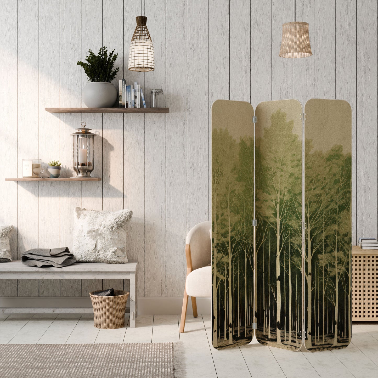 UNKNOWN NATURE 3-Panel Plywood Room Divider