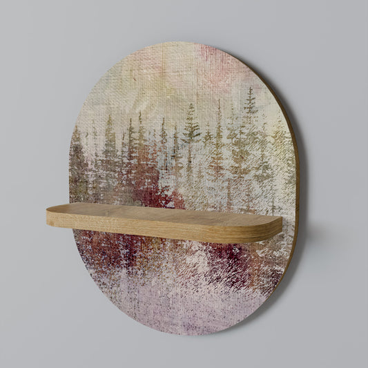 VEILED SUMMIT Oval Art Shelf In Oak Effect