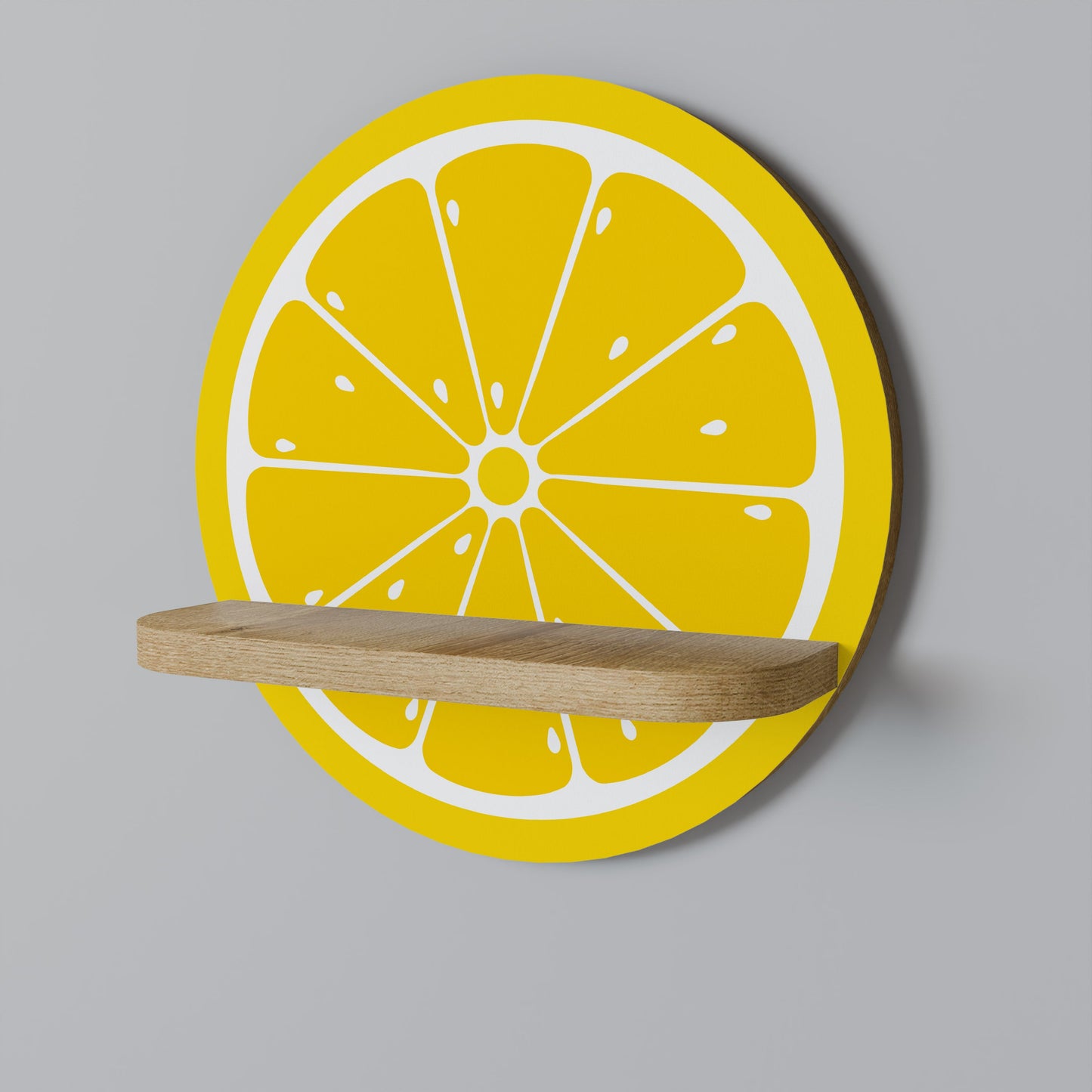 STRENGTHENING LEMON Round Art Shelf In Oak Effect