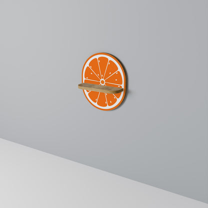 JUICY ORANGE Oval Art Shelf In Oak Effect