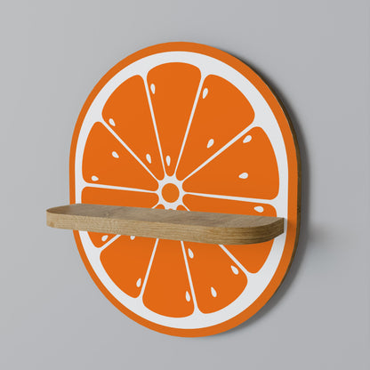 JUICY ORANGE Oval Art Shelf In Oak Effect