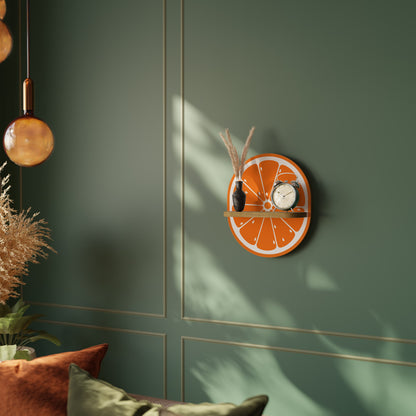 JUICY ORANGE Oval Art Shelf In Oak Effect