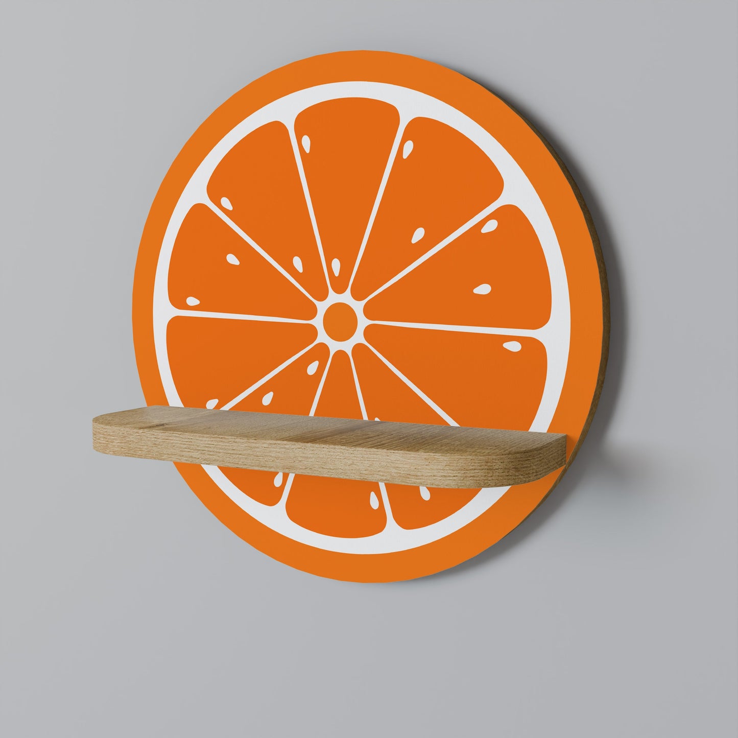 Étagère d'art ronde JUICY ORANGE en effet chêne