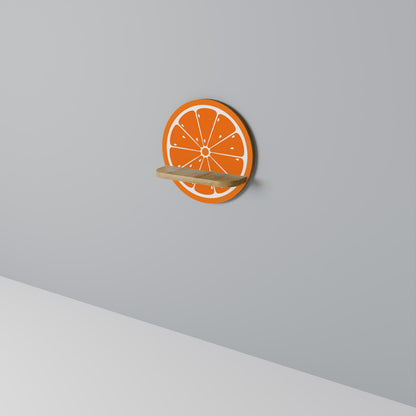 Étagère d'art ronde JUICY ORANGE en effet chêne