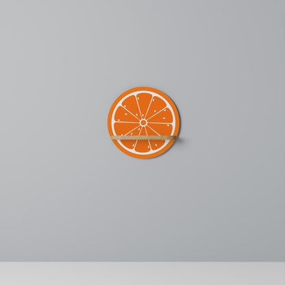 Étagère d'art ronde JUICY ORANGE en effet chêne