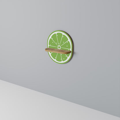 REFRESHING LIME Oval Art Shelf In Oak Effect