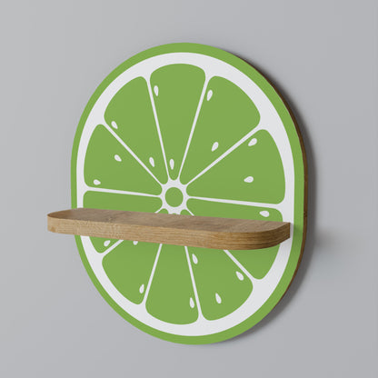 REFRESHING LIME Oval Art Shelf In Oak Effect