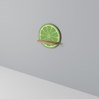 REFRESHING LIME Round Art Shelf In Oak Effect