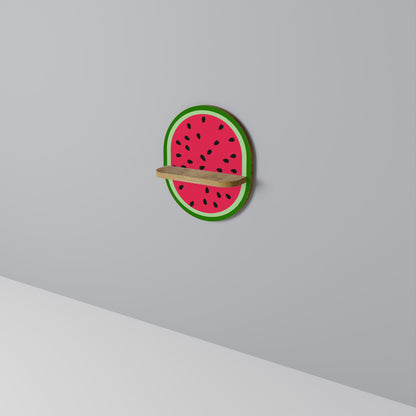 MATURE WATERMELON Oval Art Shelf In Oak Effect