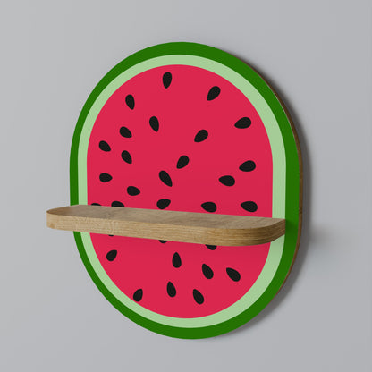 MATURE WATERMELON Oval Art Shelf In Oak Effect