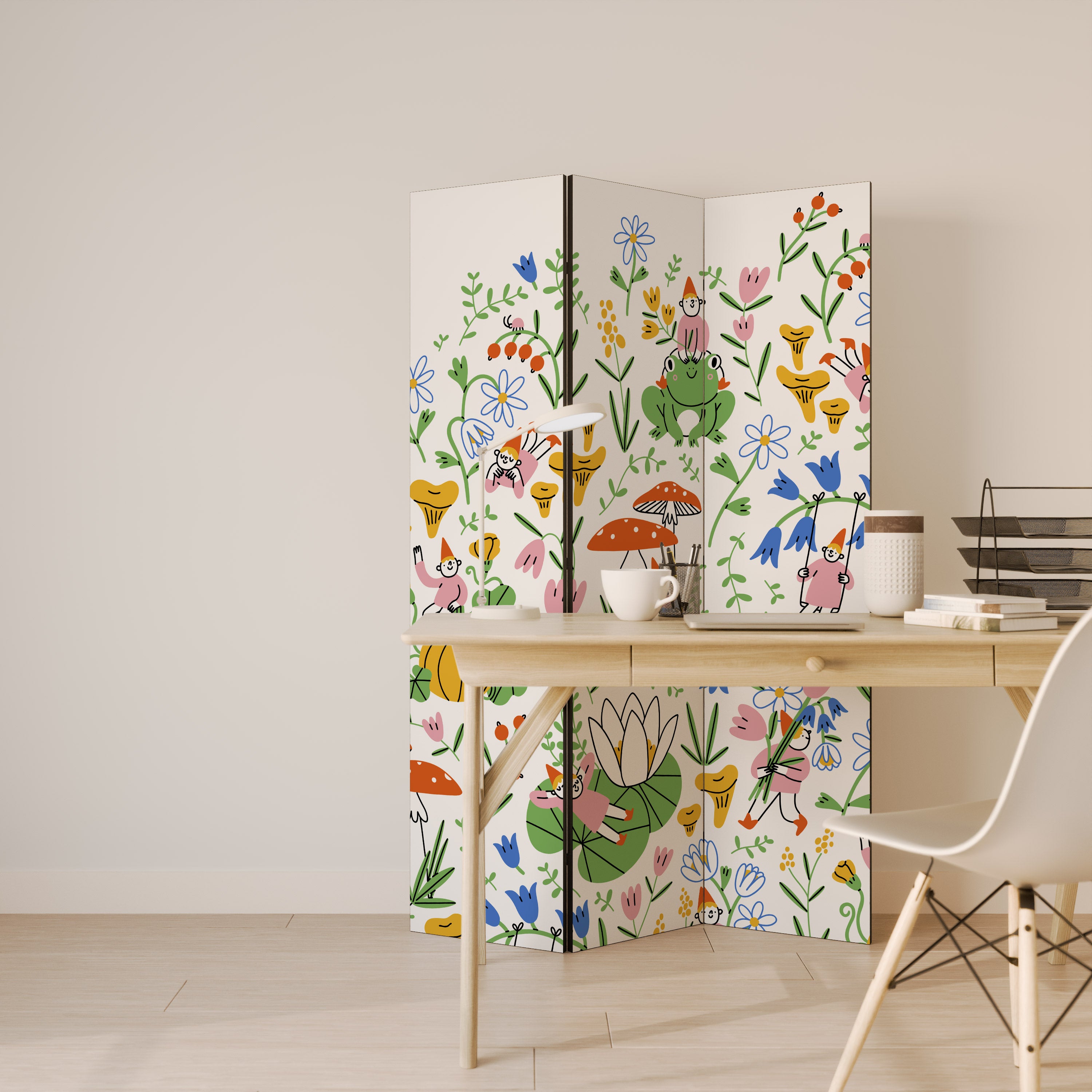 GARDEN GNOMES 3-Panel Room Divider