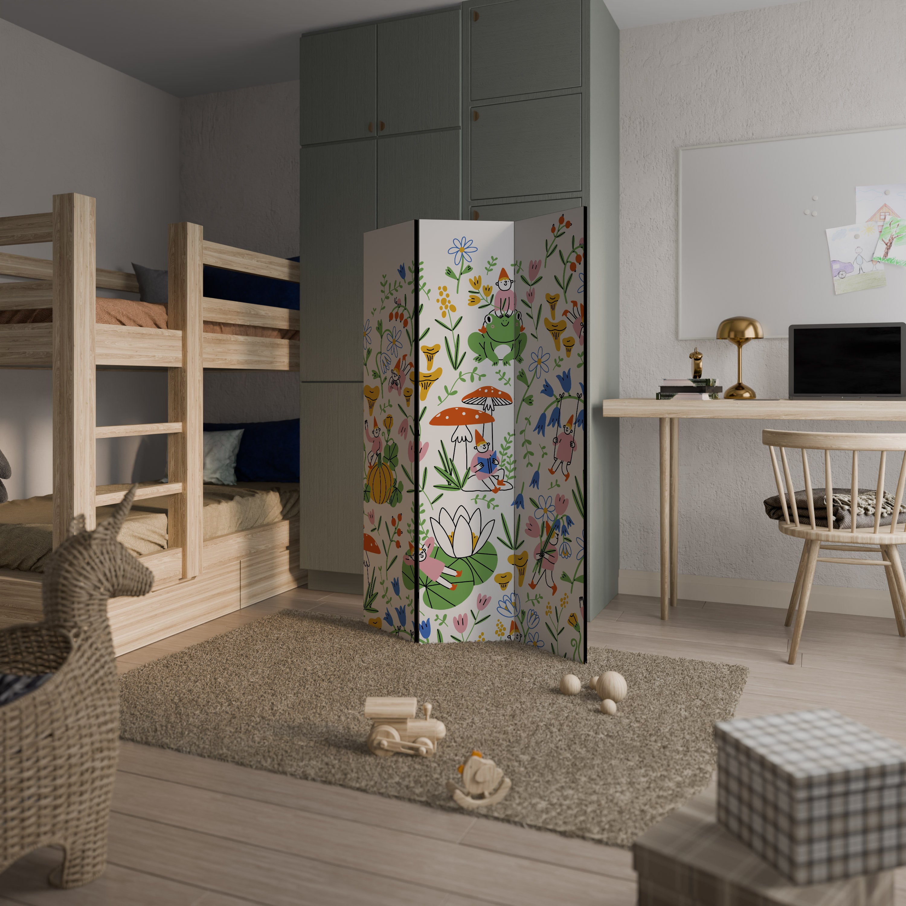 GARDEN GNOMES 3-Panel Room Divider