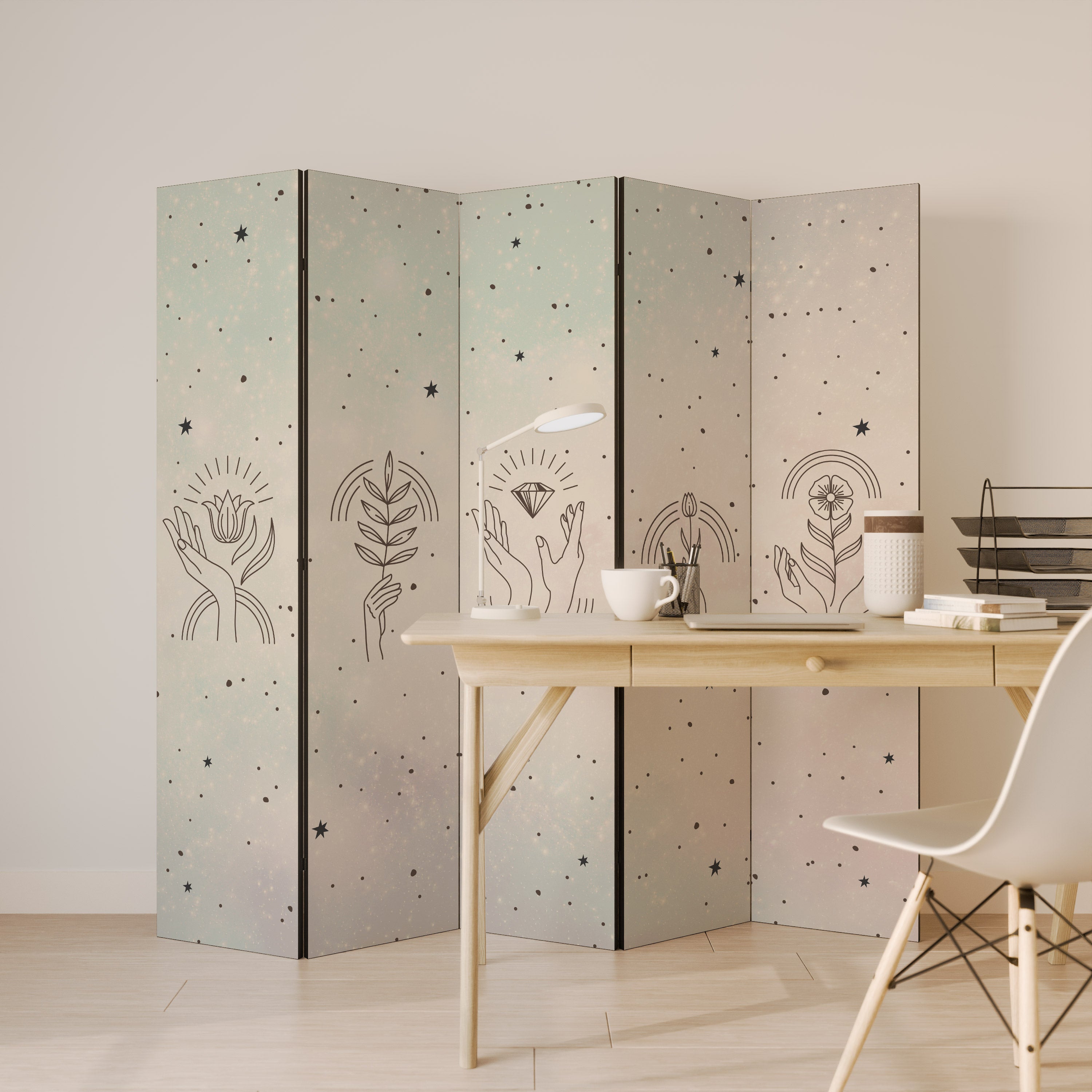 DELICATE BEAUTY 5-Panel Room Divider