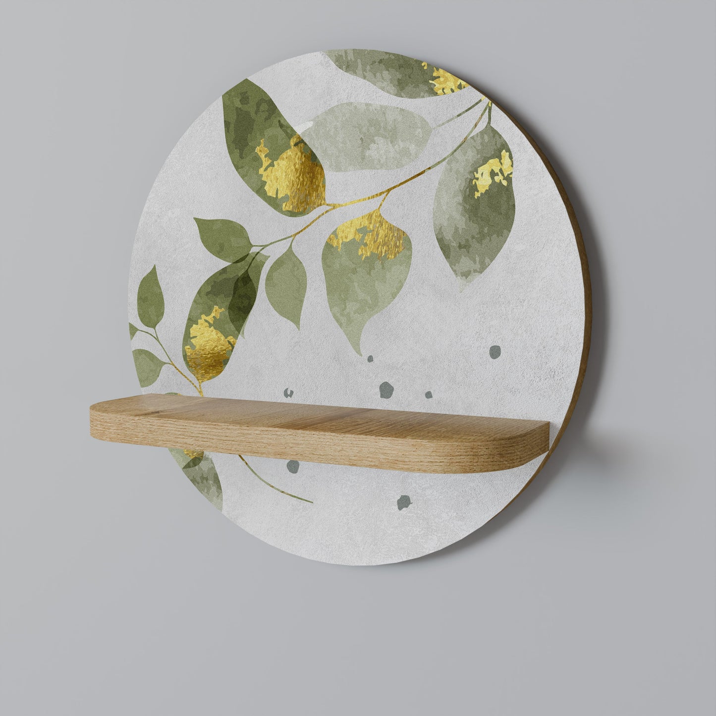 ELEGANT BOTANICS Round Art Shelf In Oak Effect