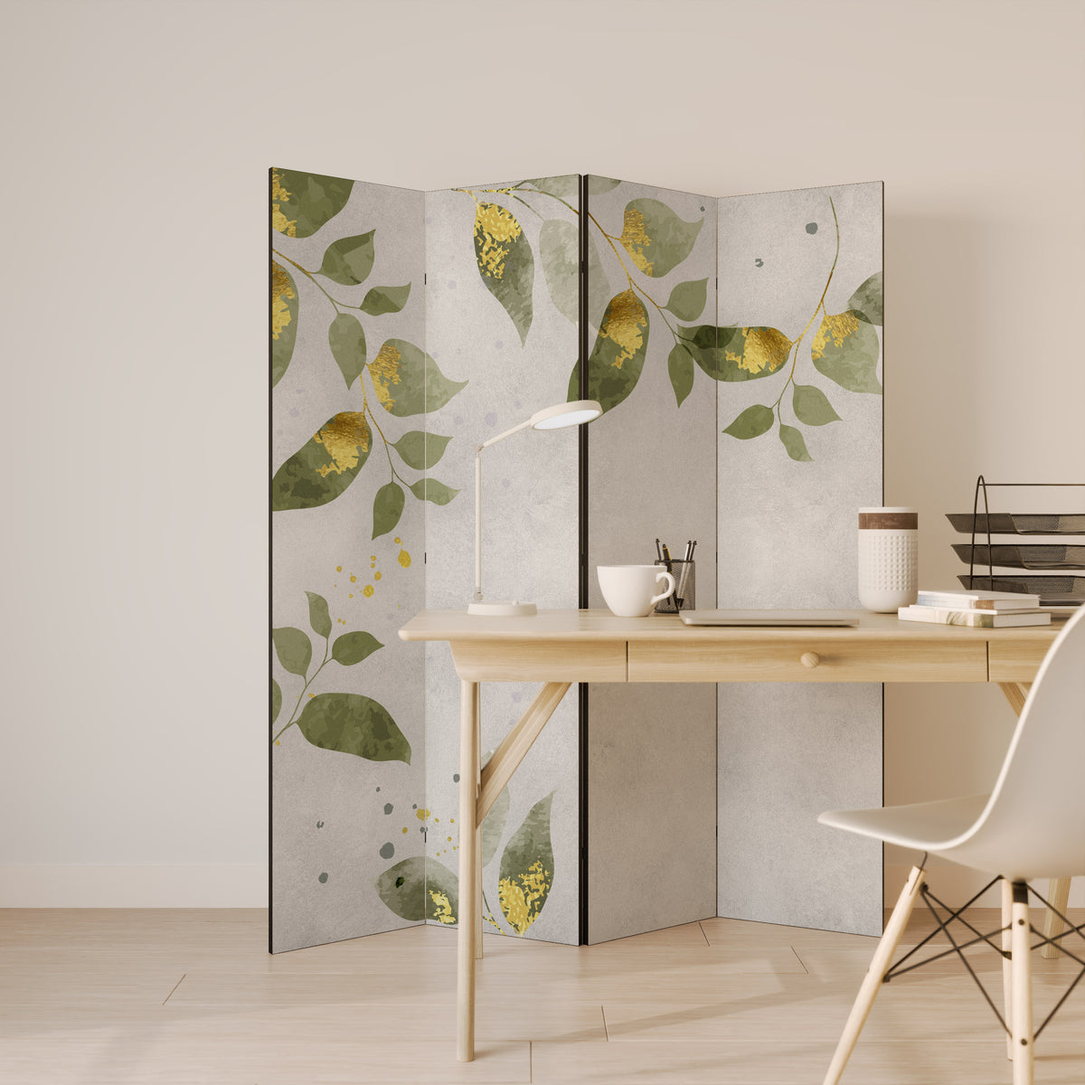 ELEGANT BOTANICS Biombo de 4 paneles