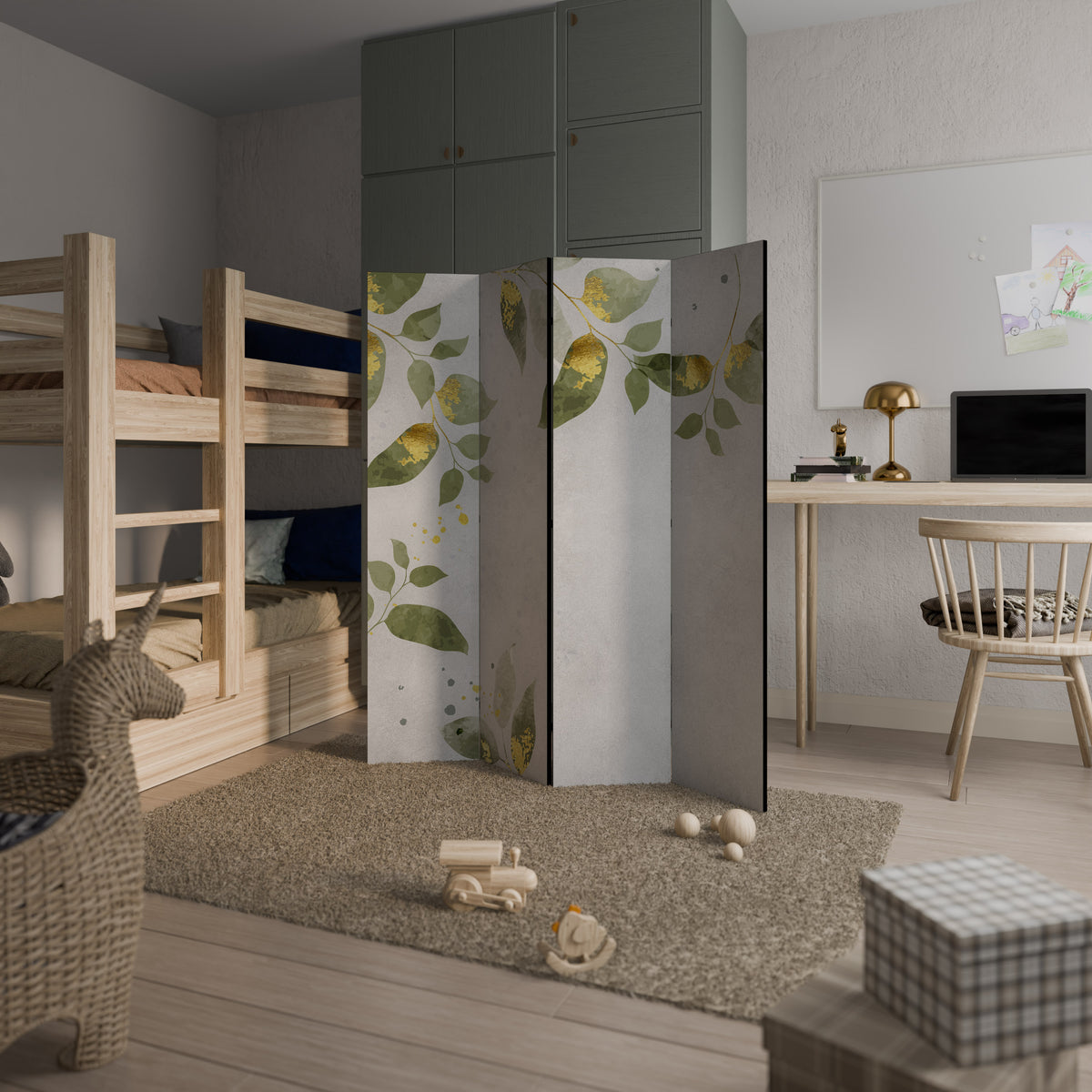 ELEGANT BOTANICS Biombo de 4 paneles